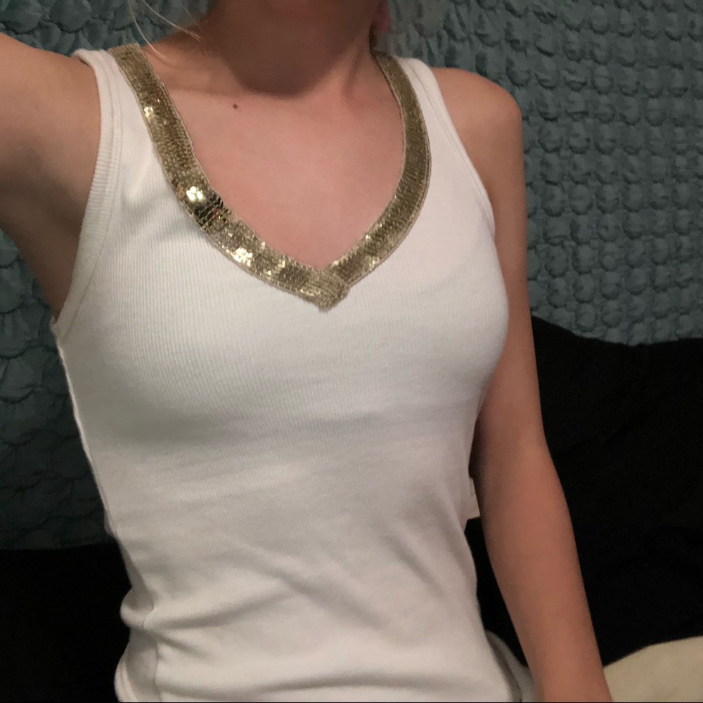 Angels sequin ribbed tank top